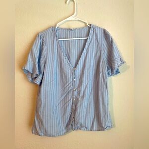 Old Navy Light Blue Striped Blouse size L